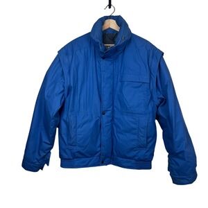 The Company Store Vintage Blue Puffer Jacket Insulated Duck Down Mens Medium
